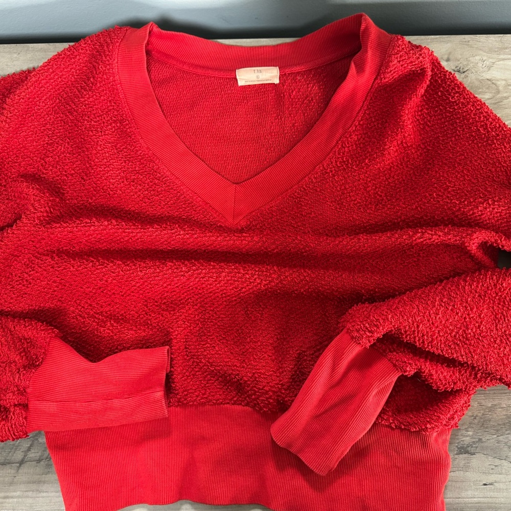 Anthropologie t.la Bold Red V-Neck Sweater - Picture 2 of 6